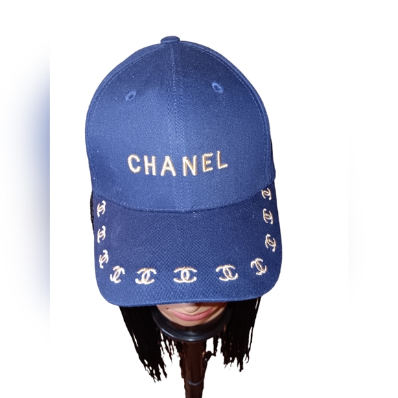 Women's Designer Navy With Gold Embroidery Baseball Cap - Picture 2 of 5